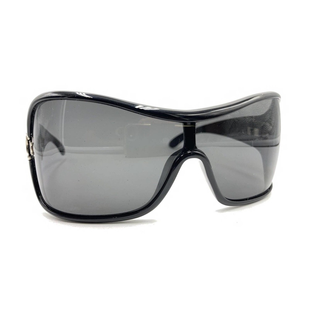 Anon Black Oversize Wrap Shield Sunglasses Gray Lens Designer Men Women Sports